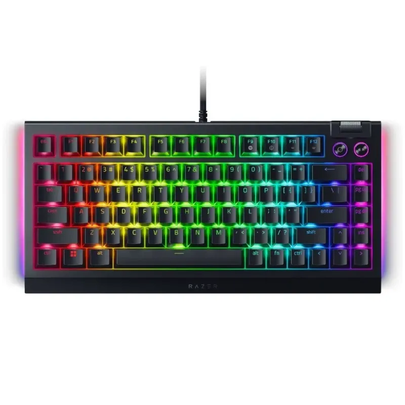 Razer BlackWidow V4 75%, Gaming Keyboard, US Layout, Razer Chroma RGB, Hot-swappable Design, Detachable Type C Cable, PCB & Case