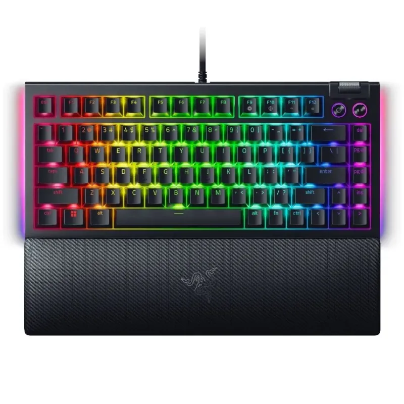 Razer BlackWidow V4 75%, Gaming Keyboard, US Layout, Razer Chroma RGB, Hot-swappable Design, Detachable Type C Cable, PCB & Case