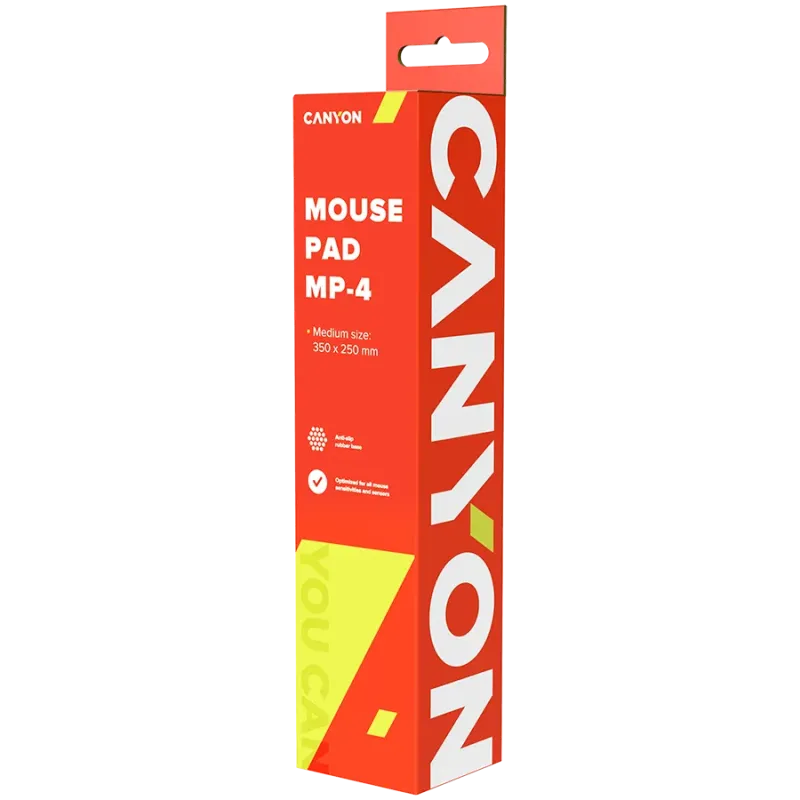 CANYON MP-4, Mouse pad,350X250X3MM,Multipandex,fully black with our logo (non gaming),blister cardboard - 1