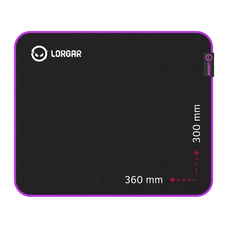 Lorgar Main 313, Gaming mouse pad, High-speed surface, Purple anti-slip rubber base, size: 360mm x 300mm x 3mm, weight 0.195kg -