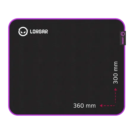 Lorgar Main 313, Gaming mouse pad, High-speed surface, Purple anti-slip rubber base, size: 360mm x 300mm x 3mm, weight 0.195kg -