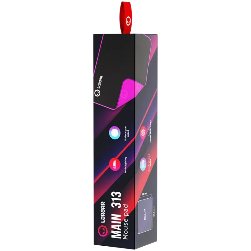 Lorgar Main 313, Gaming mouse pad, High-speed surface, Purple anti-slip rubber base, size: 360mm x 300mm x 3mm, weight 0.195kg -