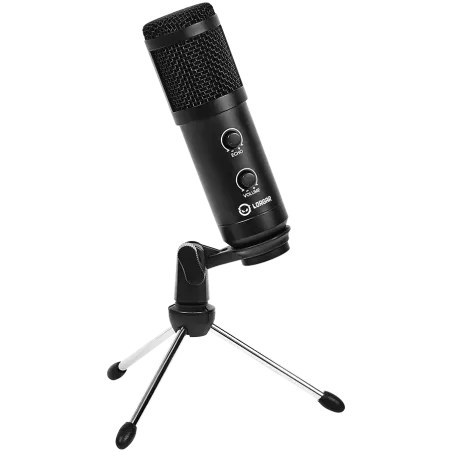 LORGAR Soner 313, Gaming Microphones, Black, USB condenser microphone with Volume Knob & Echo Kob, including 1x Microphone, 1 x 