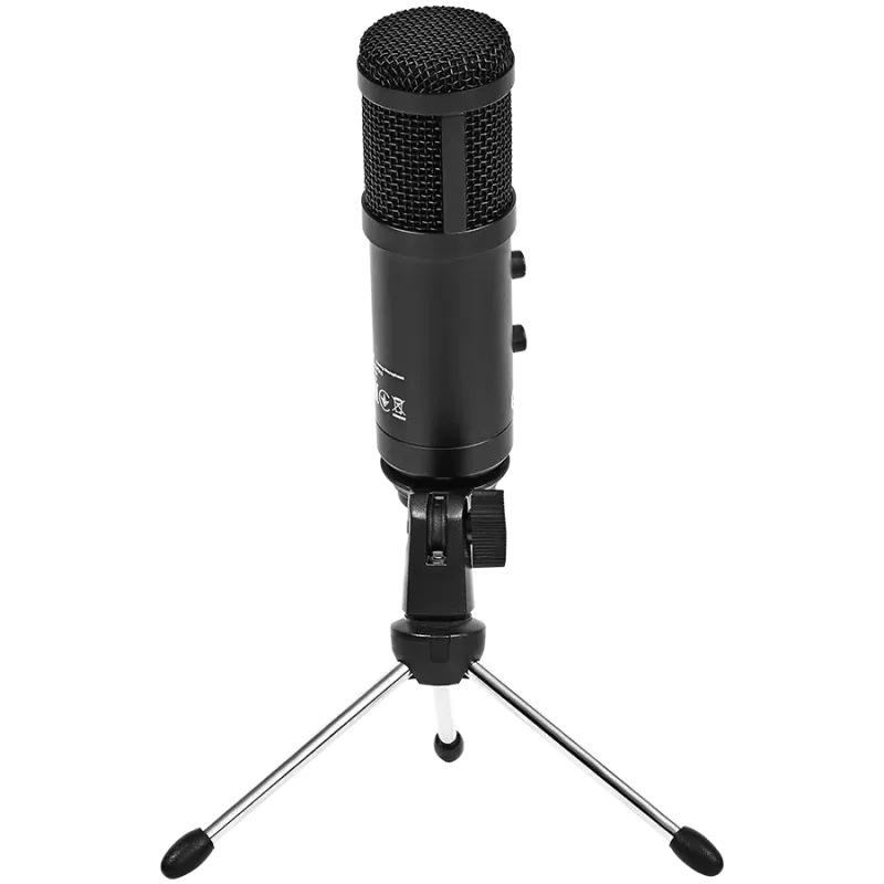 LORGAR Soner 313, Gaming Microphones, Black, USB condenser microphone with Volume Knob & Echo Kob, including 1x Microphone, 1 x 