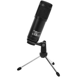 LORGAR Soner 313, Gaming Microphones, Black, USB condenser microphone with Volume Knob & Echo Kob, including 1x Microphone, 1 x 