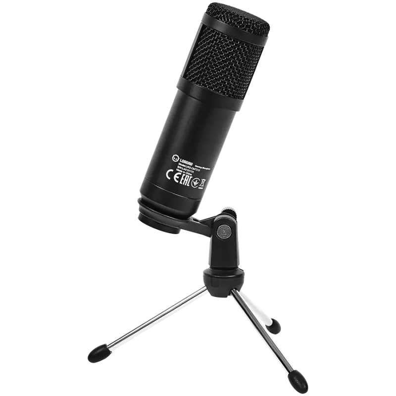 LORGAR Soner 313, Gaming Microphones, Black, USB condenser microphone with Volume Knob & Echo Kob, including 1x Microphone, 1 x 