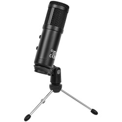 LORGAR Soner 313, Gaming Microphones, Black, USB condenser microphone with Volume Knob & Echo Kob, including 1x Microphone, 1 x 