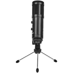 LORGAR Soner 313, Gaming Microphones, Black, USB condenser microphone with Volume Knob & Echo Kob, including 1x Microphone, 1 x 