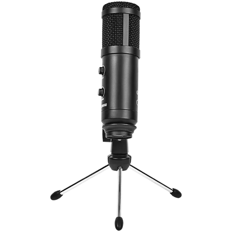 LORGAR Soner 313, Gaming Microphones, Black, USB condenser microphone with Volume Knob & Echo Kob, including 1x Microphone, 1 x 