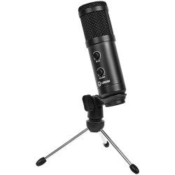LORGAR Soner 313, Gaming Microphones, Black, USB condenser microphone with Volume Knob & Echo Kob, including 1x Microphone, 1 x 