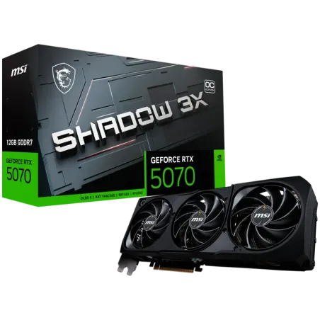 MSI Video Card Nvidia GeForce RTX 5070 12G SHADOW 3X OC, 12GB GDDR7, 192bit, Effective Memory Clock: 28000MHz, Boost: 2542 MHz, 