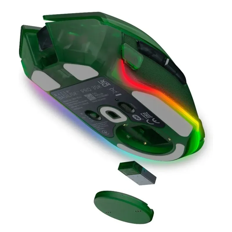 Razer Basilisk V3 Pro 35K Phantom Green Edition, Gaming mouse, Ergonomic Wireless Gaming Mouse, Charging Cable USB Type C, 30000