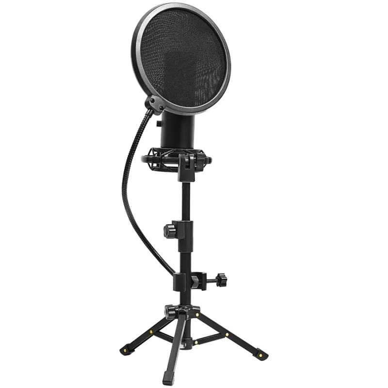 LORGAR Voicer 721, Gaming Microphone, Black, USB condenser microphone with tripod stand, pop filter, including 1 microphone, 1 H