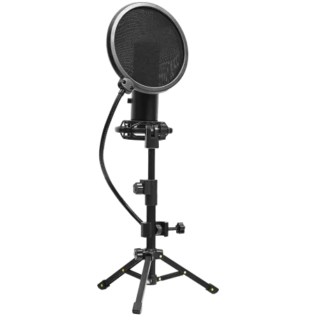 LORGAR Voicer 721, Gaming Microphone, Black, USB condenser microphone with tripod stand, pop filter, including 1 microphone, 1 H