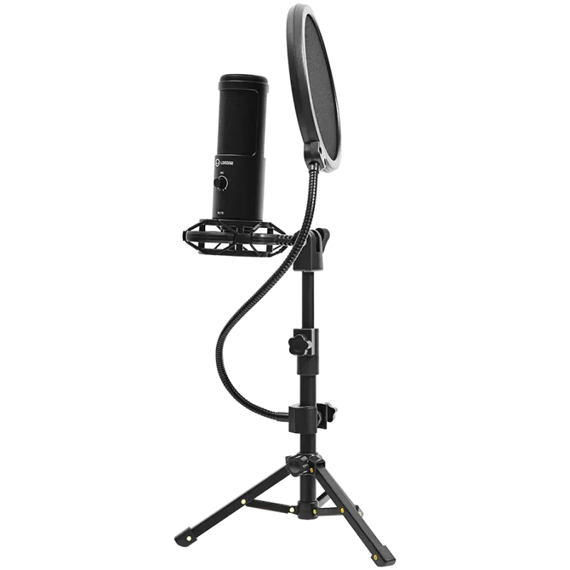 LORGAR Voicer 721, Gaming Microphone, Black, USB condenser microphone with tripod stand, pop filter, including 1 microphone, 1 H