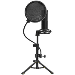 LORGAR Voicer 721, Gaming Microphone, Black, USB condenser microphone with tripod stand, pop filter, including 1 microphone, 1 H