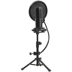 LORGAR Voicer 721, Gaming Microphone, Black, USB condenser microphone with tripod stand, pop filter, including 1 microphone, 1 H