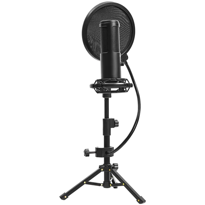 LORGAR Voicer 721, Gaming Microphone, Black, USB condenser microphone with tripod stand, pop filter, including 1 microphone, 1 H