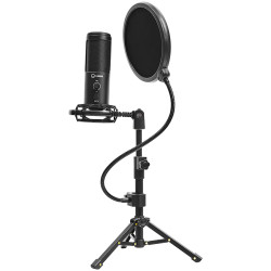 LORGAR Voicer 721, Gaming Microphone, Black, USB condenser microphone with tripod stand, pop filter, including 1 microphone, 1 H