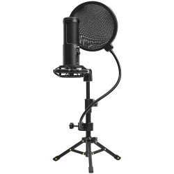 LORGAR Voicer 721, Gaming Microphone, Black, USB condenser microphone with tripod stand, pop filter, including 1 microphone, 1 H