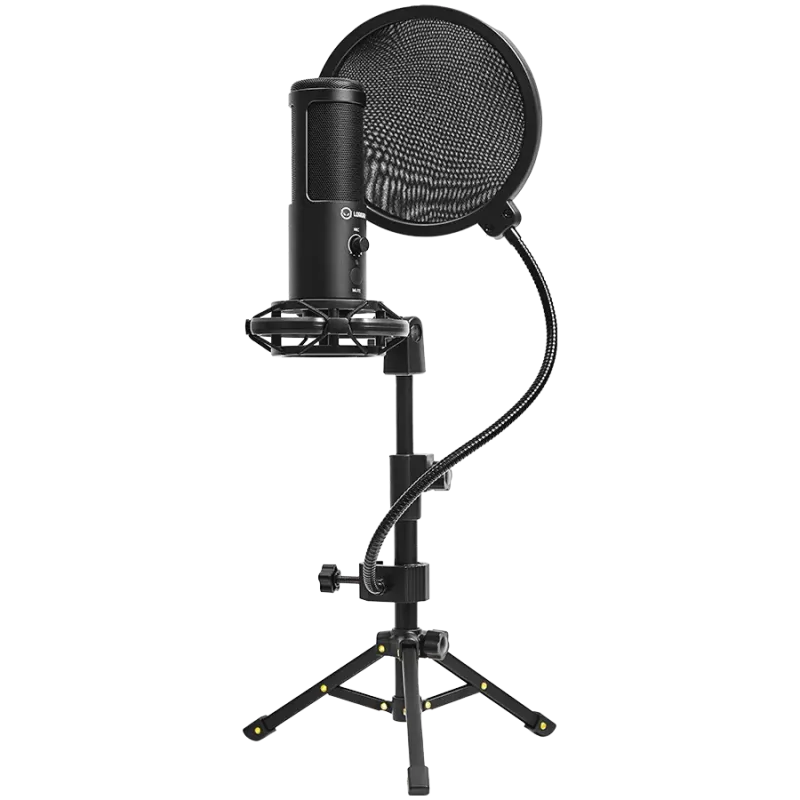 LORGAR Voicer 721, Gaming Microphone, Black, USB condenser microphone with tripod stand, pop filter, including 1 microphone, 1 H