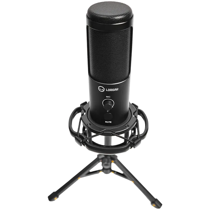 LORGAR Voicer 721, Gaming Microphone, Black, USB condenser microphone with tripod stand, pop filter, including 1 microphone, 1 H