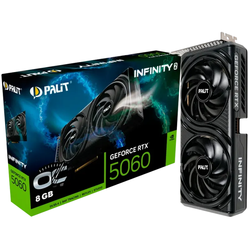 PALIT GeForce RTX 5060 Infinity 2 OC 8GB GDDR7 128 bit, 1x HDMI 2.1b, 3x DP 2.1b, 2 Fan, 1x 8-pin pwr connector, 550W, 262.1 x 1