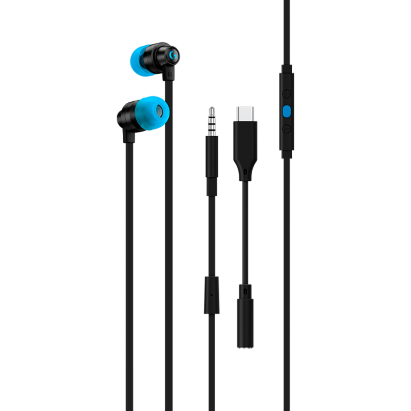 LOGITECH G333 Wired Gaming Earphones - BLACK - 3.5 MM - 1