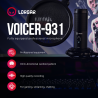 LORGAR Voicer 931, Gaming Microphone, Black, USB condenser microphone with boom arm stand, pop filter, tripod stand. including 1