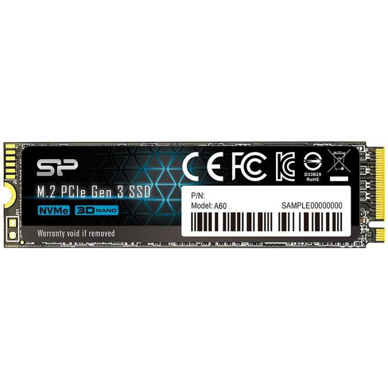 SILICON POWER A60 1TB SSD, M.2 2280, PCIe Gen3x4, SLC Cache, Read/Write: 2200/1600 Mb/s - 1
