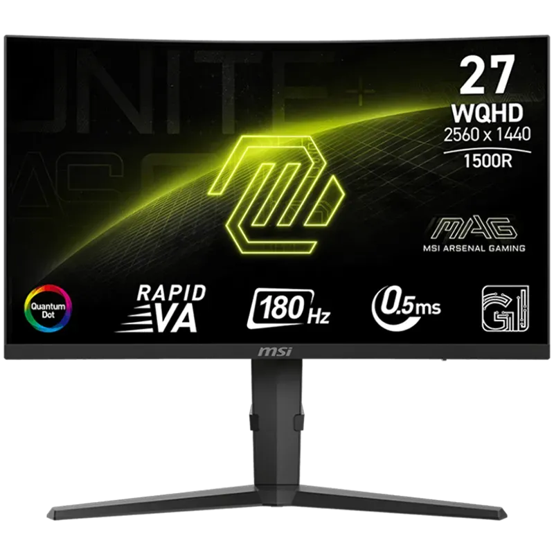 MSI MAG 275CQRF QD E2 Gaming Monitor, 27" 180Hz, WQHD (2560x1440) 16:9, Rapid VA, Anti-glare, Quantum Dot, 0.5ms, 300nits, 5000:
