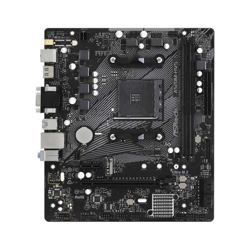Дънна платка ASRock A520M-H, Socket AM4, mATX, 2xDDR4, M.2 NVMe - 2