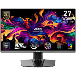MSI MAG 272QP QD-OLED X50 Gaming Monitor, 26.5" 500Hz, WQHD (2560x1440) 16:9, QD-OLED, 0.03ms, 300nits, 1500000:1, 178/178, AMD 