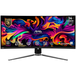 MSI MAG 341CQP QD-OLED Curved Gaming Monitor, 34" 175Hz, UWQHD (3440x1440) 21:9, QD-OLED, 1800R, 0.03ms, 250nits, 1500000:1, 178