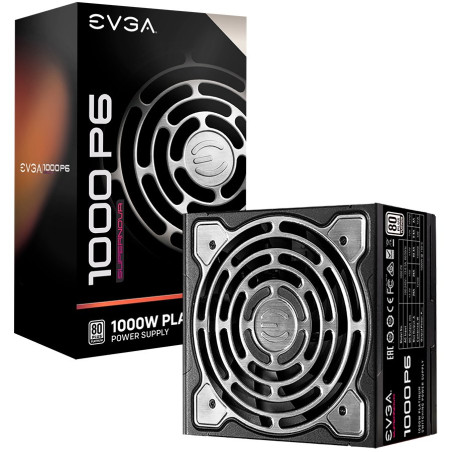 EVGA SuperNOVA 1000 P6, 80 Plus PLATINUM 1000W, Fully Modular, Eco Mode with FDB Fan, Includes Power ON Self Tester, Compact 140