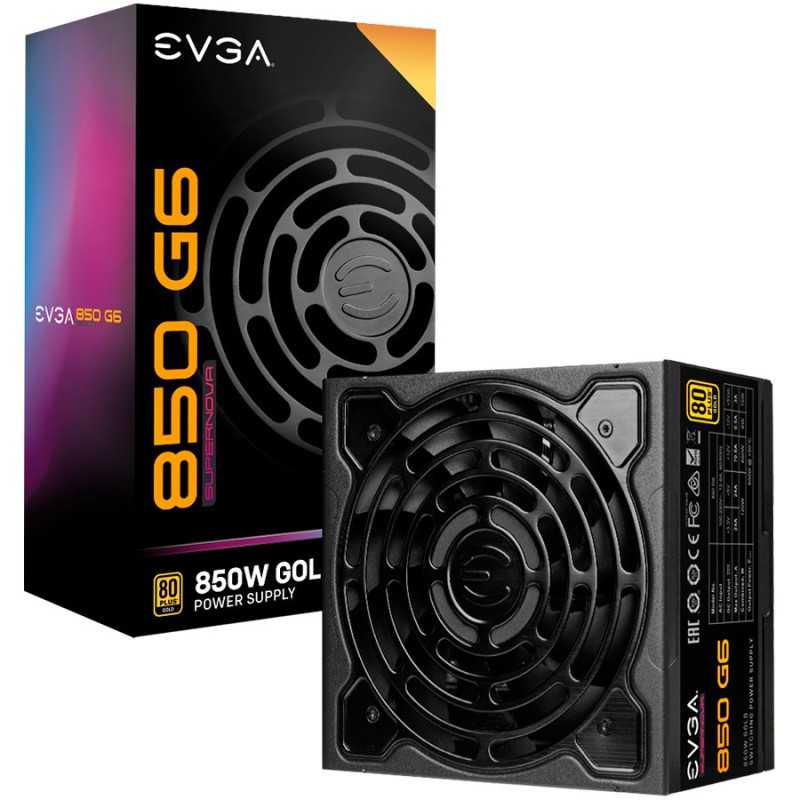 EVGA SuperNOVA 850 G6, 80 Plus GOLD 850W, Fully Modular, Eco Mode with FDB Fan, Includes Power ON Self Tester, Compact 140mm Siz