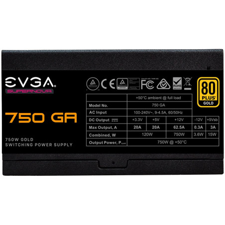 EVGA SuperNOVA 750 GA, 80 Plus GOLD 750W, Fully Modular, Eco Mode, Includes Power ON Self Tester, Compact 150mm Size, 10 Year Wa