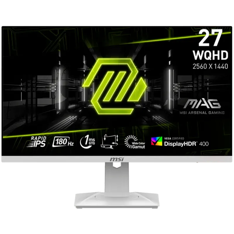 MSI MAG 274QRFW Gaming Monitor, 27" 180Hz, WQHD (2560x1440) 16:9, Rapid IPS Anti-glare, 1ms, 400nits, 1000:1, 178/178, AMD FreeS