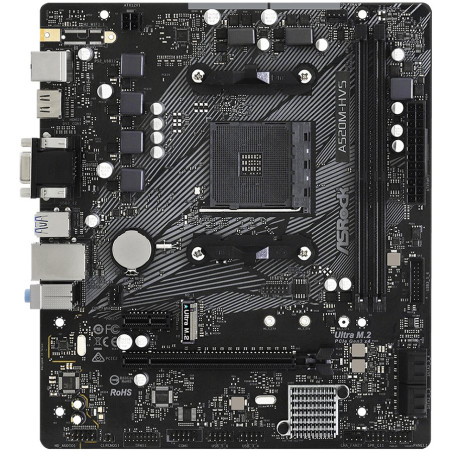 ASROCK Main Board Desktop A520M-HVS (AM4, 2xDDR4, PCIe 3.0 x16,PCIe 3.0 x1, M.2, 4 SATA3, D-Sub, HDMI, mATX, retail) - 2