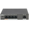 4-Port PoE Switch 10/100 Mbps (Unmanaged), 1 Uplink port, transmission distance of power and data up to 250m (extended mode). - 