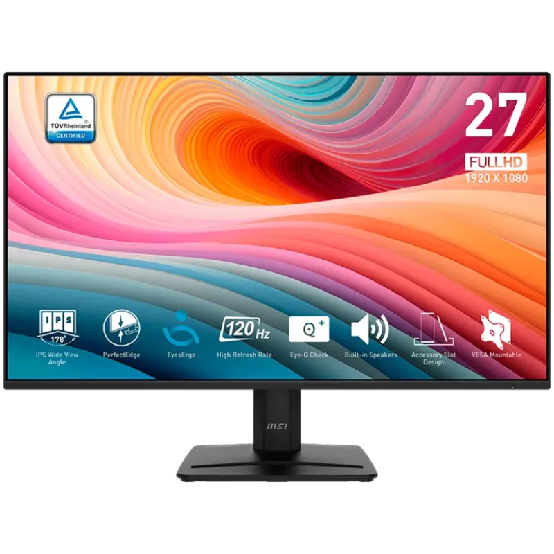 MSI PRO MP275 E2 Professional Business Monitor, 27" 120Hz, FHD (1920x1080) 16:9, IPS Anti-glare, 1ms/4ms, 300nits, 1500:1, 178/1