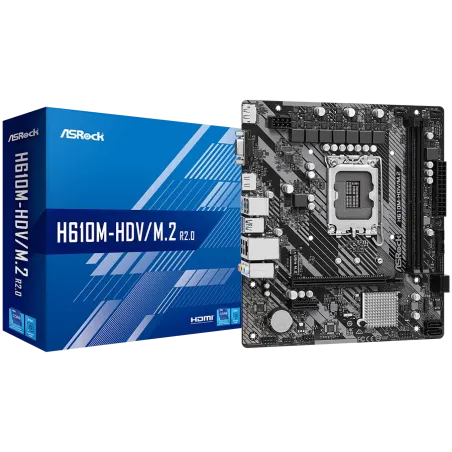 ASROCK Main Board Desktop H610M-HDV/M.2 (S1700, 2x DDR4, 1x PCIe 4.0 x16, 1x PCIe 3.0 x1, 4x SATA3 6.0Gb/s, 1x m.2 PCIe, 4x USB 
