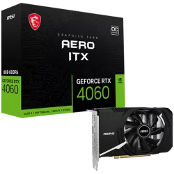 MSI Video Card Nvidia GeForce RTX 4060 AERO ITX 8G OC, 8GB GDDR6, 128bit, Boost: 2490 MHz, 3072 CUDA Cores, 17 Gbps Memory Speed