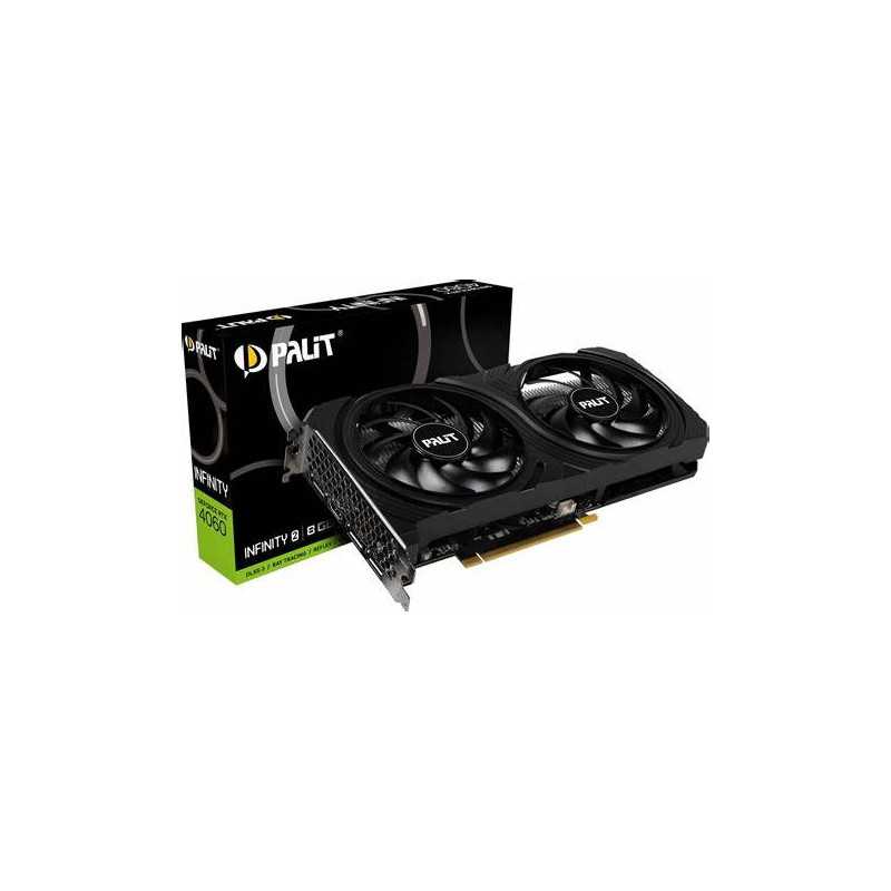 Palit RTX 4060 Infinity 2 8GB GDDR6, 128 bits, 1x HDMI 2.1, 3x DP 1.4a, two fan, 1x 8-pin Power connector, recommended PSU 600W,