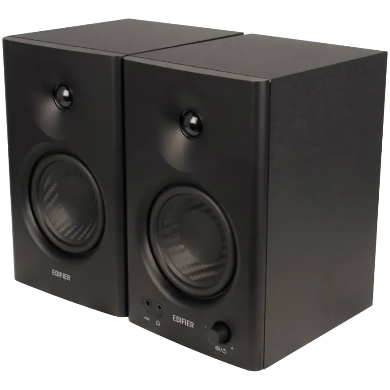 Edifier MR4 Active Studio Monitors, RCA, AUX, TRS, 1-inch Tweeters, 4-inch Woofers, 42W (RMS), Control Knob, Black - 1