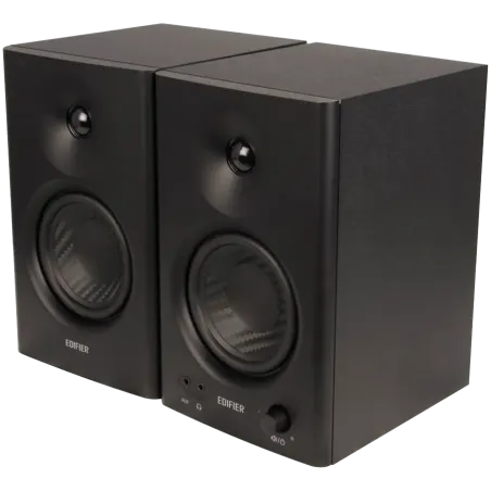 Edifier MR4 Active Studio Monitors, RCA, AUX, TRS, 1-inch Tweeters, 4-inch Woofers, 42W (RMS), Control Knob, Black - 1