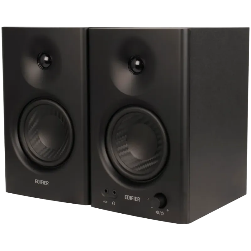 Edifier MR4 Active Studio Monitors, RCA, AUX, TRS, 1-inch Tweeters, 4-inch Woofers, 42W (RMS), Control Knob, Black - 1