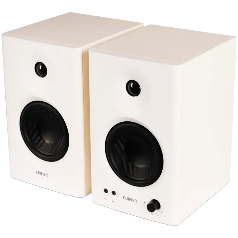 Edifier MR4 Active Studio Monitors, RCA, AUX, TRS, 1-inch Tweeters, 4-inch Woofers, 42W (RMS), Control Knob, White - 1