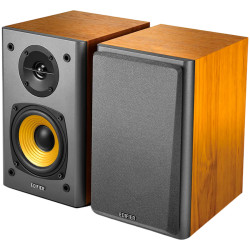 Edifier R1000T4 2.0 Bookshelf Speakers, BT V5.0, RCA, 0.5-inch Tweeters, 4-inch Drivers, 24W (RMS), Control Buttons, Brown - 1