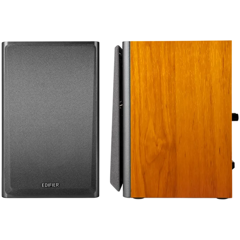 Edifier R1000T4 2.0 Bookshelf Speakers, BT V5.0, RCA, 0.5-inch Tweeters, 4-inch Drivers, 24W (RMS), Control Buttons, Brown - 1